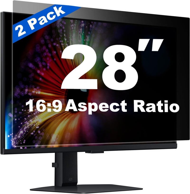 Twugs [2 Pack] 28 Inch Computer Privacy Screen for 16:9 Aspect Ratio Widescreen Monitor, Eye Protection Anti Glare Blue Light Filter Shield, Removable Anti-Scratch Anti Spy Protector - Image 1